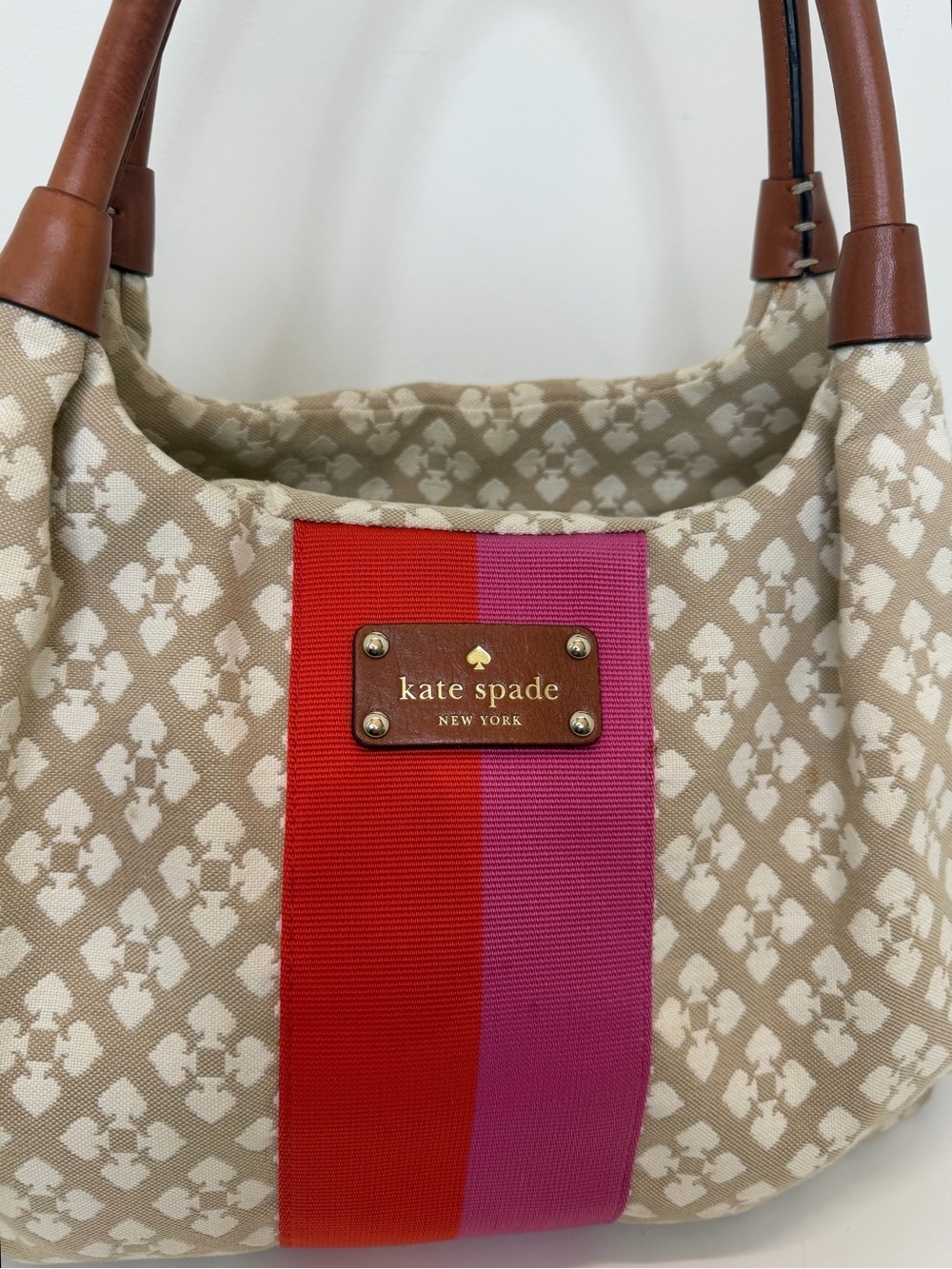 Kate Spade Stucco Stevie Canvas Shoulder Bag Logo preppy designer - Picture 3 of 14